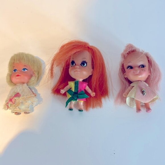 Vintage Lot Of 3 Liddle Kiddles red, pink & yellow hair used - Picture 2 of 10